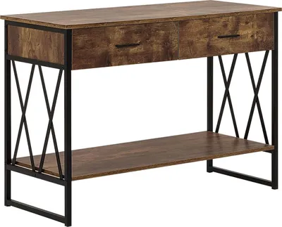 Produktbild von BELIANI Konsolentisch Braun Schwarz 46 x 107 cm 2 Schubladen Holzoptik Industriell
