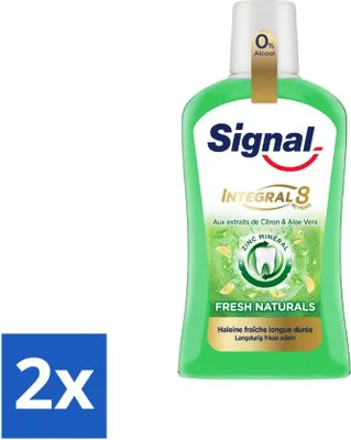Produktbild von Signal – Integral & Actions – Mundspülung – 0 % Alkohol – Frisch und natürlich – Zitrone & Aloe Vera – 500 ml - Vorteilspack - 2 Stücke