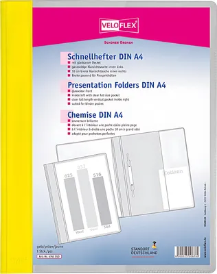 Zdjęcie produktu dla VELOFLEX 4741010 Schnellhefter VELOFORM® Kunststoff gelb DIN A4 überbreit