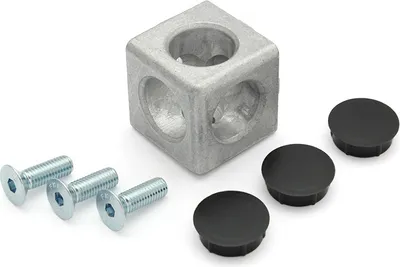 Produktbild von Würfelverbinder 3D 40 I-Typ Nut 8 inkl. Befestigungssatz und Abdeckkappen