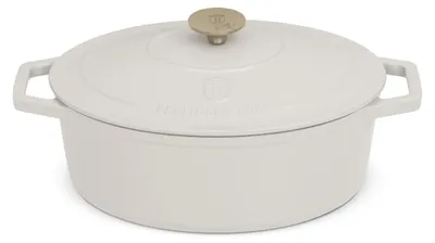 Produktbild von BerlingerHaus Bräter Matt Crème Oval - Gusseisen - 30 x 22 cm - geeignet für alle Wärmequellen - emaillierte Antihaftbeschichtung