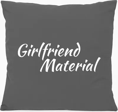 Produktbild von Huuraa Kissen Girlfriend Material Schriftzug 40x40cm mit Füllung Steel Grey Baumwolle Dekokissen Geschenkidee
