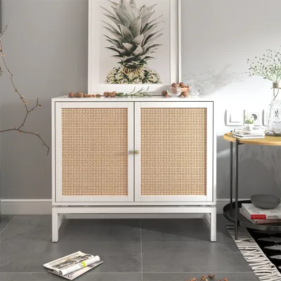 Produktbild von Hängendes Design, Schrank mit natürlichen Rattanelementen, Sideboard Hängendes Design, Schrank mit natürlichen Rattanelementen