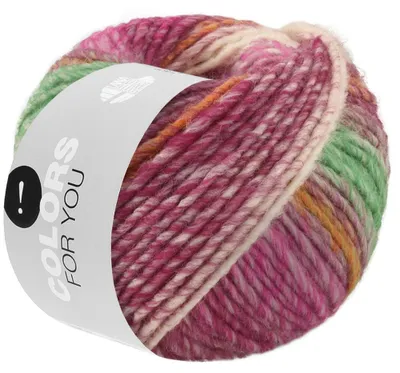 Produktbild von Lana Grossa COLORS FOR YOU 50 g voluminöses Dochtgarn mit Farbverlauf 90 m Farbe 156 - Orange/Pink/Weinrot/Fuchsia/Flieder/Jadegrün/Ocker/Ecru