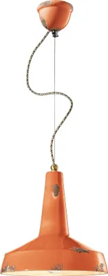 Produktbild von Pendelleuchte Keramik rund Ø 35 cm H: max. 133 cm Orange Shabby Antik E27 Vintage Design Keramikleuchte