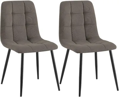 Produktbild von CLP 2er Set Esszimmerstuhl Tilde gepolstert mit Rückenlehne bis 150 kg belastbar taupe Material Cord, KI-generiertes Bild