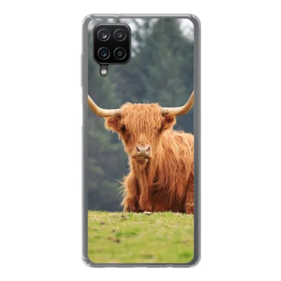 Produktbild von MuchoWow® Handyhülle Schutzhülle Hülle für Samsung Galaxy A12 Schottische Highlander - Gras - Wald Silikon Softcase Handy Hülle - Bild