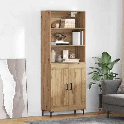 Productafbeelding van vidaXL Hoge kast Artisan-eikenhout, 69,5 x 34 x 180 cm, houtvezel