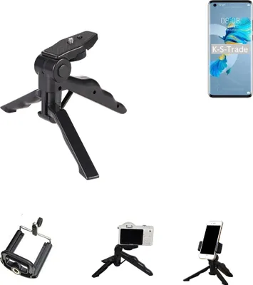 Produktbild von K-S-Trade Stativ Tisch-Ständer Dreibein Handy-Stativ Ständer kompatibel mit Huawei Mate 40E 5G Mini-Stativ Smartphone Tripod Handy-Stativ aus