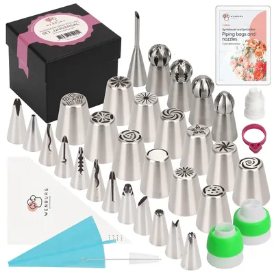 Produktbild von Wenburg Blumen Spritztüllen Set mit 29 Aufsätzen - Russische Spritztüllen Set -