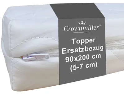 Produktbild von Crownmiller Topperbezug 90x200 cm für Topper Von 5-7cm, Microfaser, 60°C waschbar, 3-seitiger Reißverschluss, Topperersatzbezug