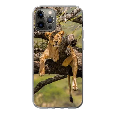 Produktbild von MuchoWow® Handyhülle Schutzhülle Hülle für iPhone 13 Pro Löwe - Baum - Braun Silikon Softcase Handy Hülle - Handy-Tasche