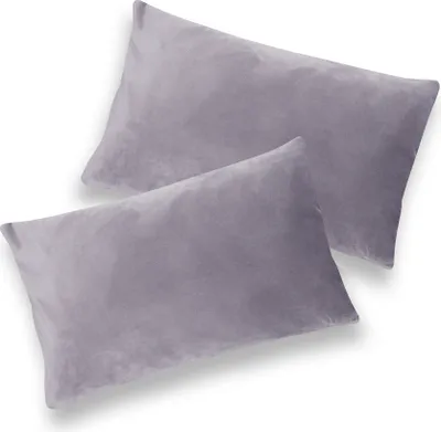 Produktbild von Brielle 2er Set Samt Kissenbezug Kissenhülle Sofakissen Dekokissen Bezug mit Verstecktem Reißverschluss 30 x 50 cm Grau