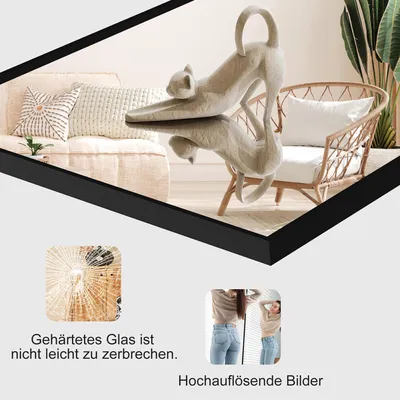 Produktbild von Ganzkörperspiegel - Standspiegel/Wandspiegel - Maße 140x40 cm - Verstellbarer Standfuß - Aufhängbar - Aluminiumrahmen - Gold