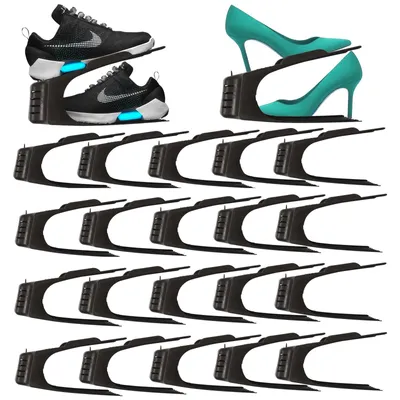 Produktbild von 20er Set Schuhe Organizer Aufbewahrung Schwarz | Schuhhalter Schuhstapler Schuhorganizer | Schuhaufbewahrung Platzsparend | Schuhbox Schuhregal