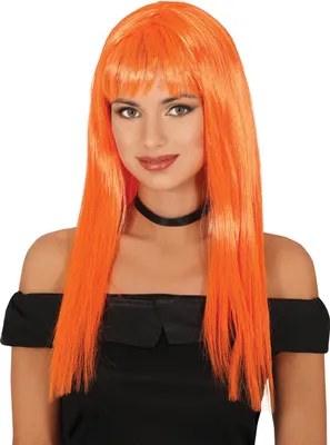 Produktbild von Karneval Bunte Perücke Lang Fasching Zirkus Kostüm Haarstyling Gelb Weiß Modeaccessoire, Farbe: Orange