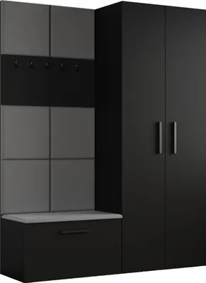 Produktbild von Masseno Garderobe-Set MODULO 160,6/204/40 cm Modern Garderobenschrank Schwarz