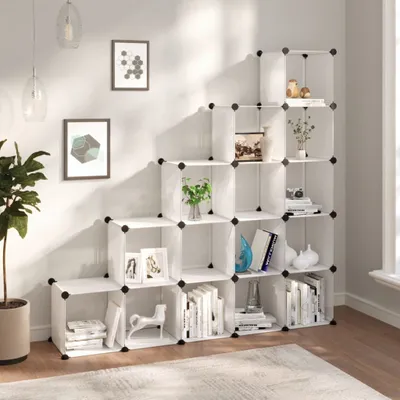 Image de The Living Store Système d'étagères avec 15 cubes Transparent PP