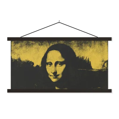 Produktbild von MuchoWow® Textilposter Mona Lisa - Leonardo da Vinci - Gemälde 90x45 cm mit schwarzem Rahmen - Klemmleisten