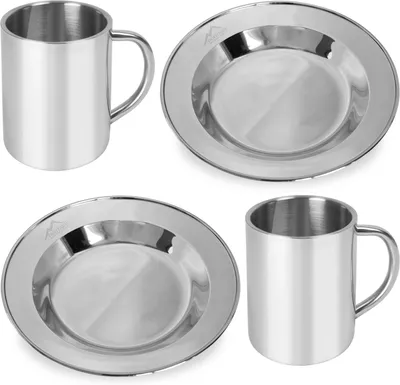 Produktbild von normani Edelstahl Camping Set bestehend aus 2 × Teller und 2 × Tasse