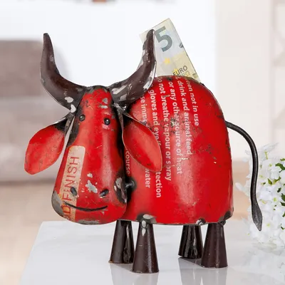 Productafbeelding van Gilde Spardose, Stier, "Bull", Eisen, rot, VE 3, L. 8,5 cm, B. 20 cm, H. 19,5 cm Höhe: 19.50 cm Breite: 20.00 cm Tiefe: 8.50cm 55892