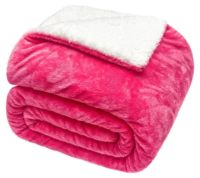 Produktbild von Sherpa Fleece Decke - Dick und Warm - 130 x 150 cm - Knallpink