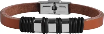 Produktbild von Akzent Lederarmband mit Edelstahlelement