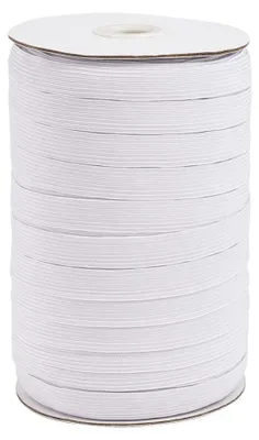 Elastikband 12 mm x 100 Yards, weiß, geflochten, mit Spule