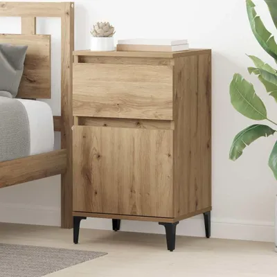 Obrázok produktu pre Nočné stolíky – Drevené stolíky – Úložné riešenia do spálne – Industriálny štýl – Rozmery: 40 x 35 x 39 cm – Materiál: drevo s povrchovou úpravou imitujúcou orech