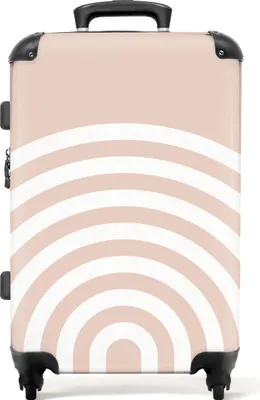 Produktbild von NoBoringSuitcases.com® Großer Koffer - Abstrakt - Kunst - Regenbogen - Weiß - Rosa - Kombinationsschloss TSA - Hartschalen Trolley 4 Rollen - 72 liter - Reisekoffer - 66 cmKoffer Mittelgroß 67x43x25 cm, 72L,