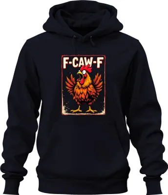 Produktbild von F-CAW-F lustiger Hahn Cartoon Bauernhof Spruch Sarkasmus Vintage Uni Hoodie Kapuzenpullover, Navy, L