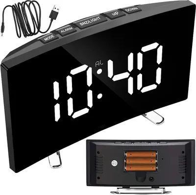 Produktbild von Wecker Digitaler Spiegel LED Einstellbare Helligkeit Reisewecker Dual Alarm Temperaturanzeige Tischuhr USB Wiederaufladbarer Batteriebetriebener Retoo