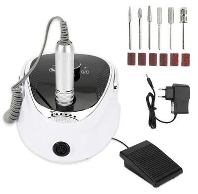 Immagine prodotto di Set elettrico per manicure e pedicure Ikodm con fresa per unghie, per unghie in gel, 35.000 giri/min, lima per unghie, unghie in acrilico, ricaricabile, velocità regolabile