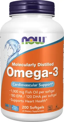 Produktbild von NOW Foods Omega-3 – 180 mg EPA + 120 mg DHA – 200 Kapseln