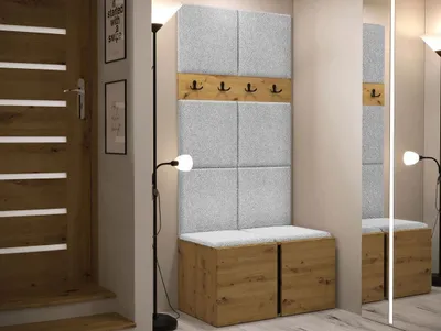 Obrázok produktu pre Stena do predsiene s čalúnenými panelmi 42x42 SELAND 4 - artisan / čierna / šedá