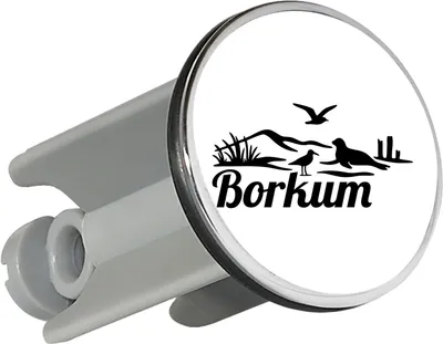 Produktbild von Huuraa Waschbeckenstöpsel Borkum Strandmotiv 4cm höhenverstellbar Abflussstopfen Geschenkidee