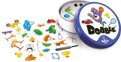 Image de Jeu de sport ZYGOMATIC Dobble - Jeu d'observation et de réflexes - Pour toute la famille et les amis - À partir de 6 ans - De 2 à 8 joueurs - Boîte en métal
