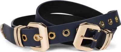 Produktbild von styleBREAKER Damen Gürtel mit doppelter goldener Schnalle und Lochnieten, B-Low Belt, Taillengürtel, kürzbar 03010121