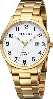 Productafbeelding van Regent herenhorloge, metalen polsband, metalen band, analoog, goud, modelnummer D2URF1418