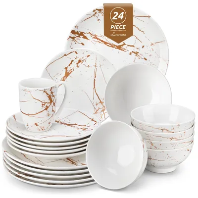 Geschirrset 24-teilig, Keramik, für 6 Personen