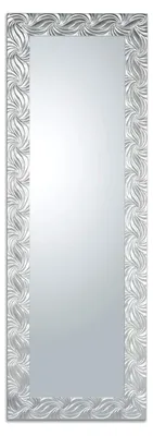 Produktbild von Wandspiegel Lang 50x145 Silber, Rechteckiger Rahmenspiegel, Moderner Garderobenspiegel, Ganzkörperspiegel, Flurspiegel aus versilbertem Holz