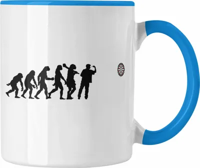Produktbild von Trendation - Dart Tasse Dartpfeil Evolution Spruch Männer Dart-Spieler Geschenkidee (Blau)