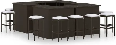 Produktbild von 16-tlg. Gartenbar-Set mit Kissen Poly Rattan Braun