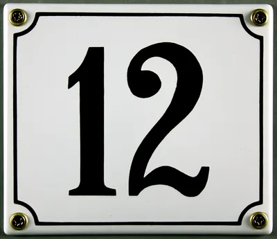 Produktbild von Hausnummernschild 12 weiß 12x14 cm Schild Emaille Hausnummer Haus Nummer Zahl Ziffe