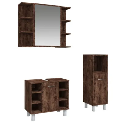 Produktbild von 3-tlg. Badmöbel-Set Räuchereiche Holzwerkstoff