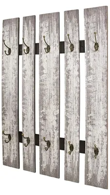 Image de Porte-manteau mural industriel en MDF et métal, avec 10 crochets