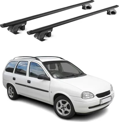 Produktbild von Dachträger Gepäckträger für Opel Corsa B Wagon 1993-2000 Alu Schwarz 2 tlg ABE