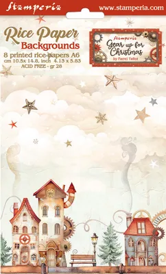 Produktbild von Motiv-Strohseide Backgrounds "Gear up for Christmas", DIN A6, 8er Set