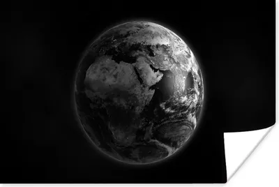 Produktbild von MuchoWow® Poster Erde - Planeten - Schwarz - Weiß 60x40 cm - Schlafzimmerdekoration