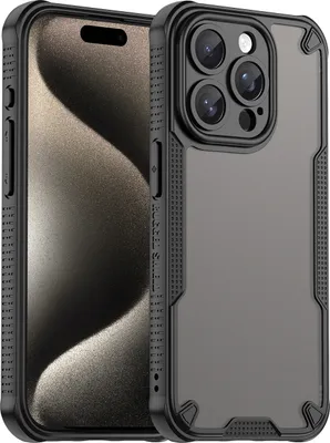 Productafbeelding van Beschermhoes voor Apple iPhone 15 Max - Achterkant Phonesta, schokbestendige hoes, semi-transparant - Zwart
